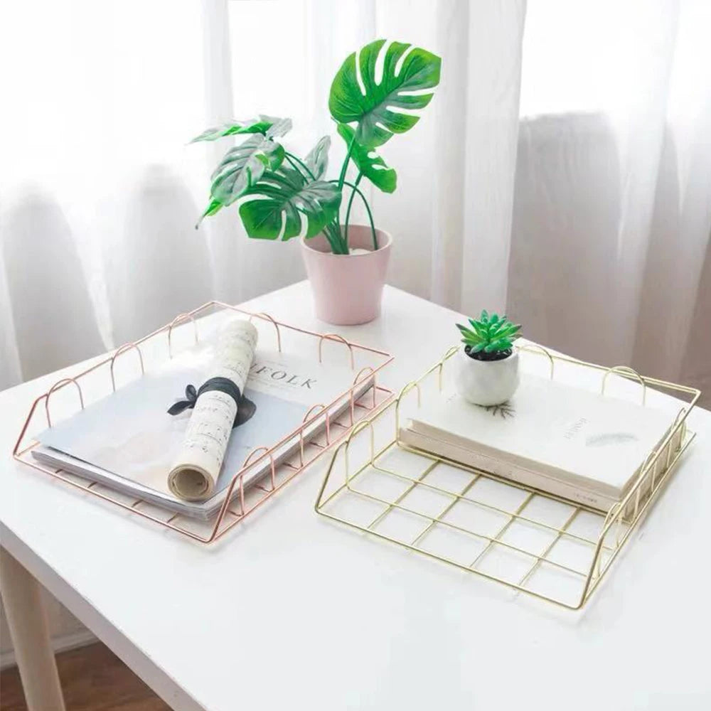 Nordic Rose Gold Storage Basket