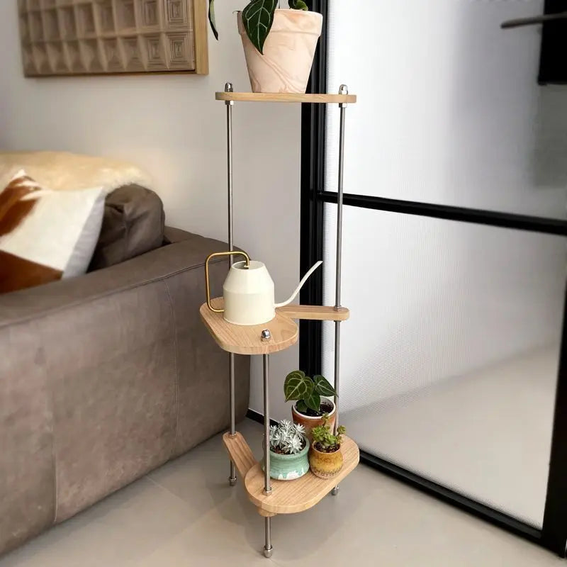Solid Wood Geometric Plant Stand