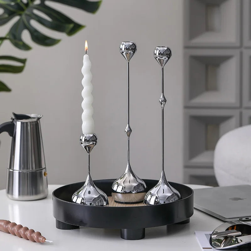 Silver Metal Candle Holder Decor