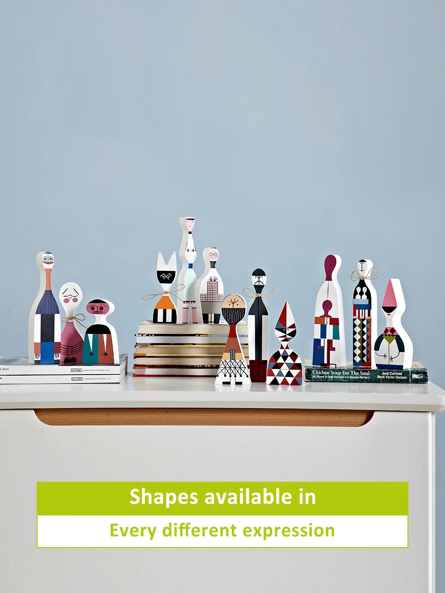 Kawaii Handcrafted Wood Figurines Set