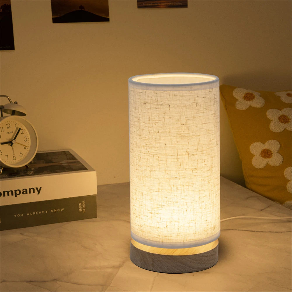 Solid Wood LED Table Lamp for Bedroom