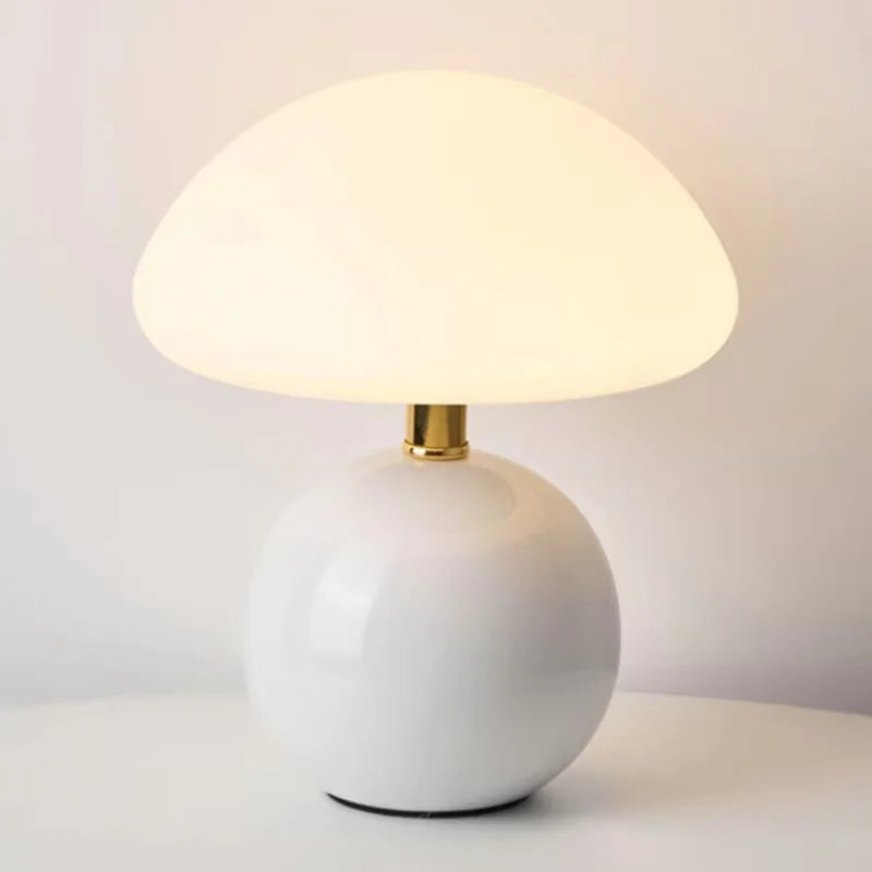 Mushroom Table Lamp Ceramic LED Eye Protection Bedroom