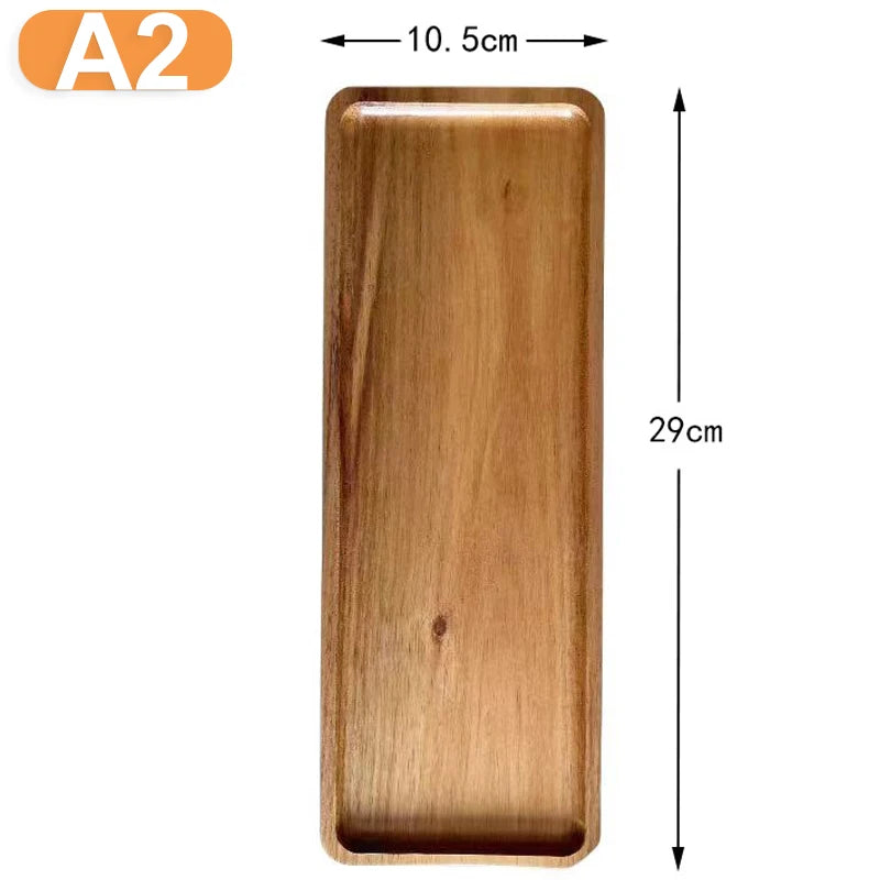 Wooden Round Rectangle Food Tray