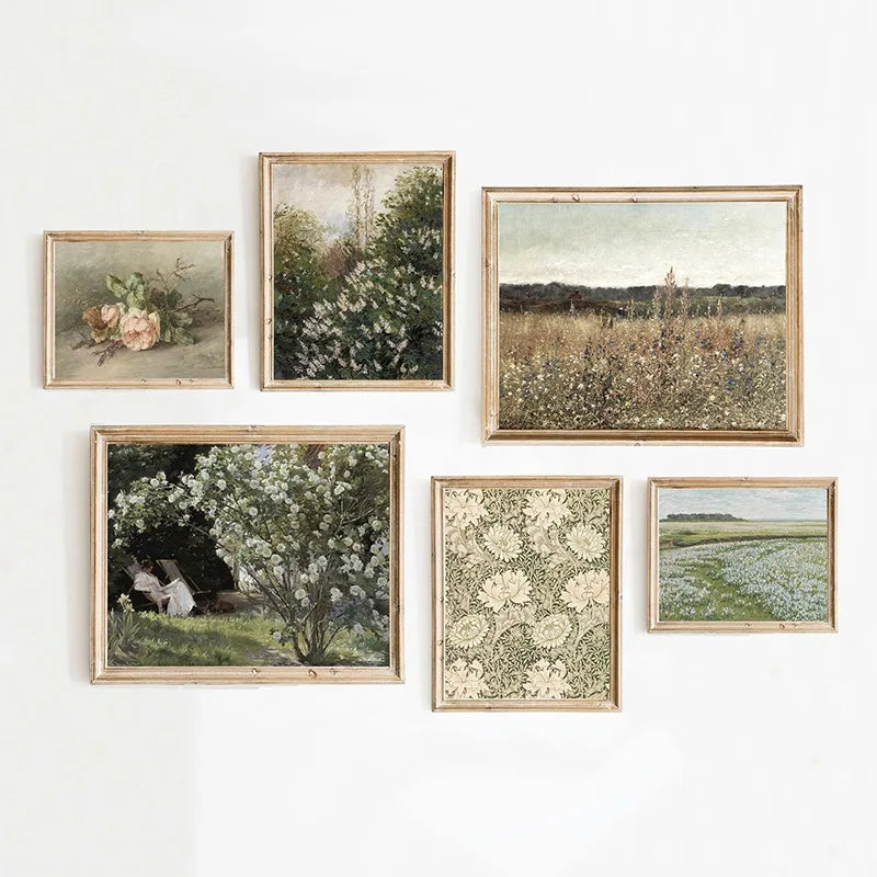 Transform your space with vintage French Country Antique Spring Landscape posters on canvas, evoking nostalgia and tranquility in your farmhouse decor.