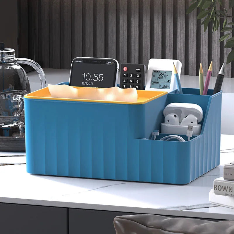 Desk Organizer With Tissue Box And Remote Holder