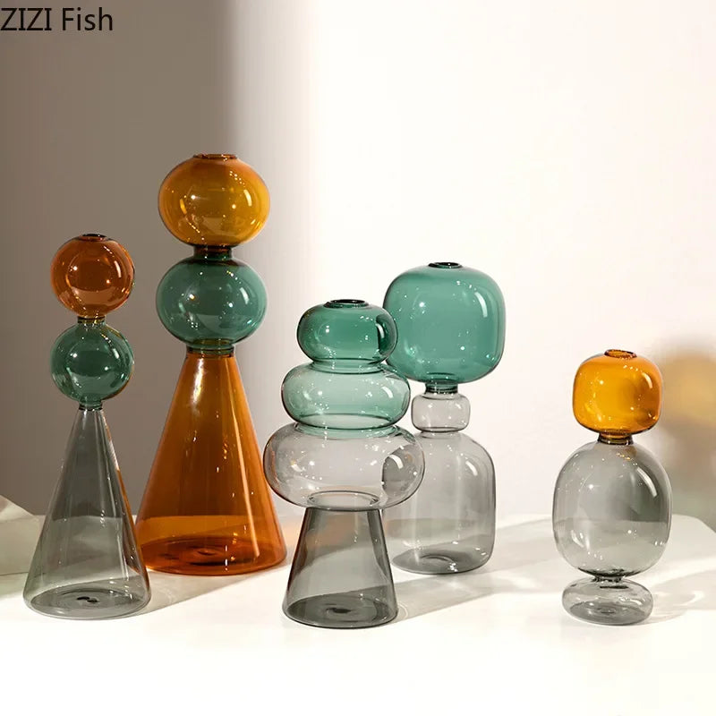Multicolour Transparent Glass Vase