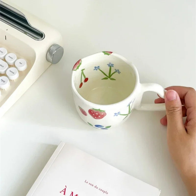 Hand-Painted Floral 350ml Ceramic Coffee mug
