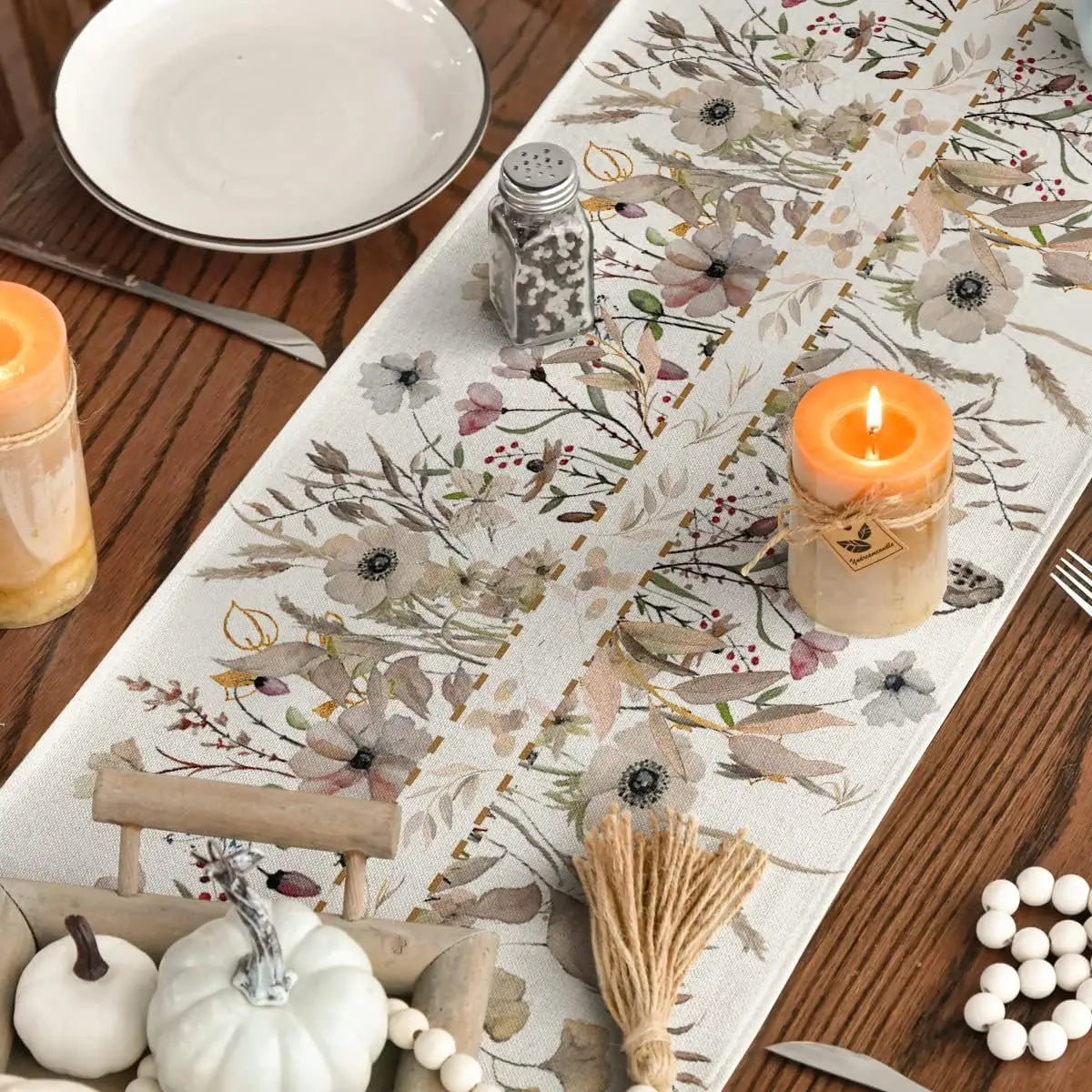 Spring Wildflower Linen Table Runner