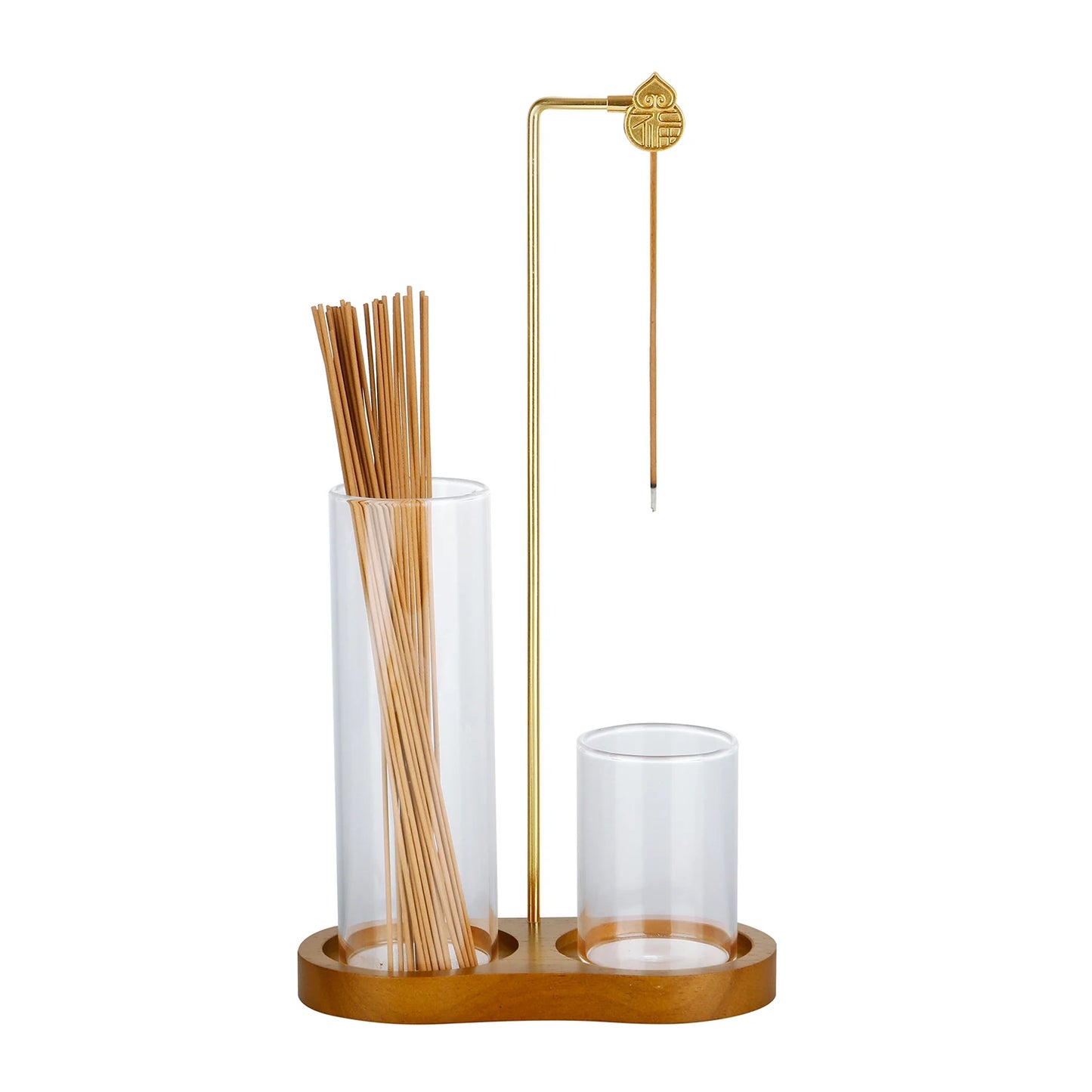 Glass Incense Holder With Metal Clip Storage Box