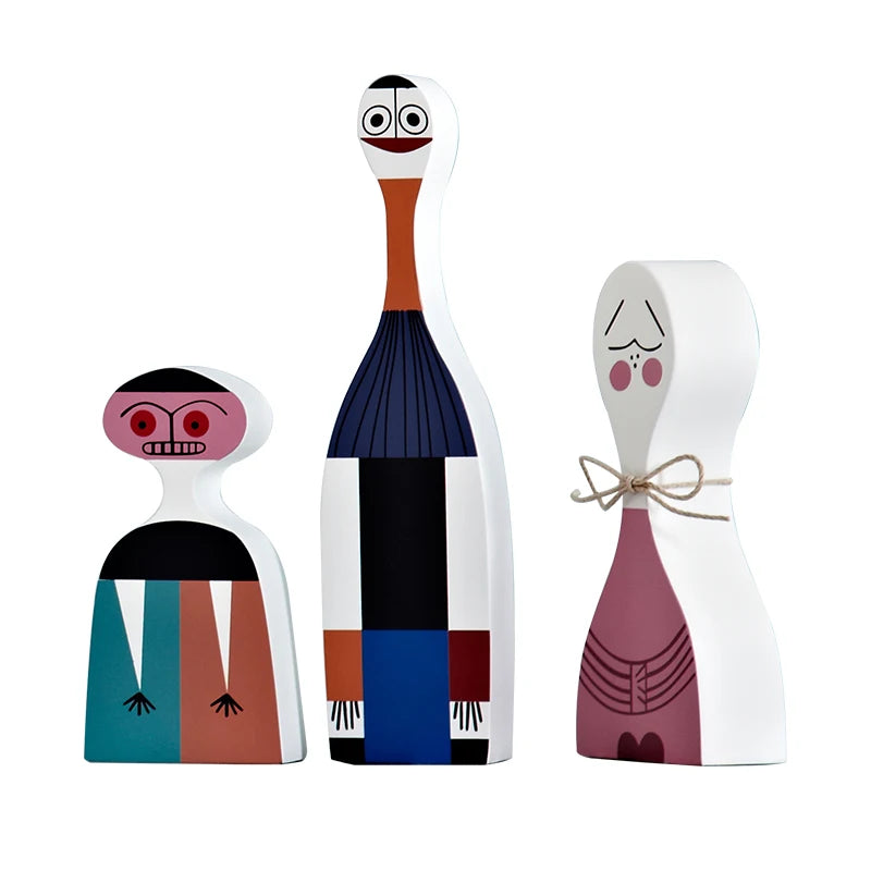 Kawaii Handcrafted Wood Figurines Set