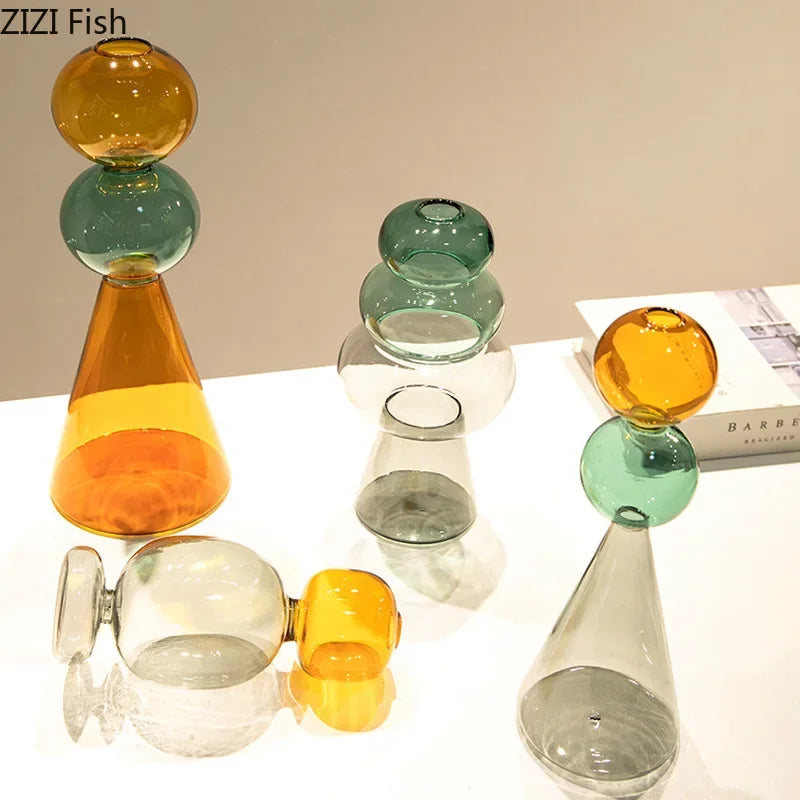 Multicolour Transparent Glass Vase