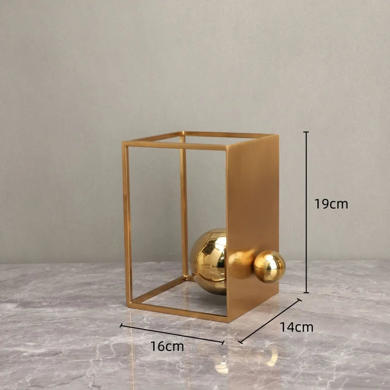 Geometric Metal Sculpture Decorative Box
