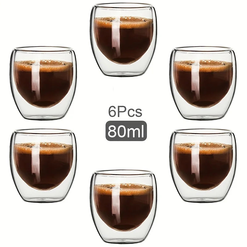 Double Wall Glass Cup delivers heat insulation with transparent glass for tea, espresso, coffee, or whisky, with easy grip for stylish durability, buy now.