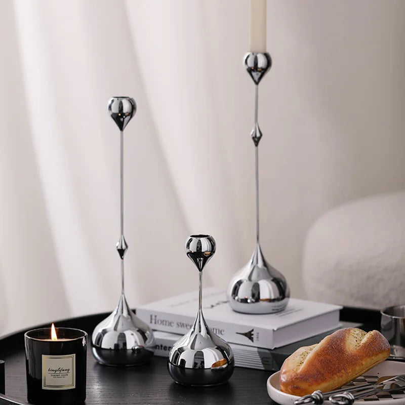 Silver Metal Candle Holder Decor