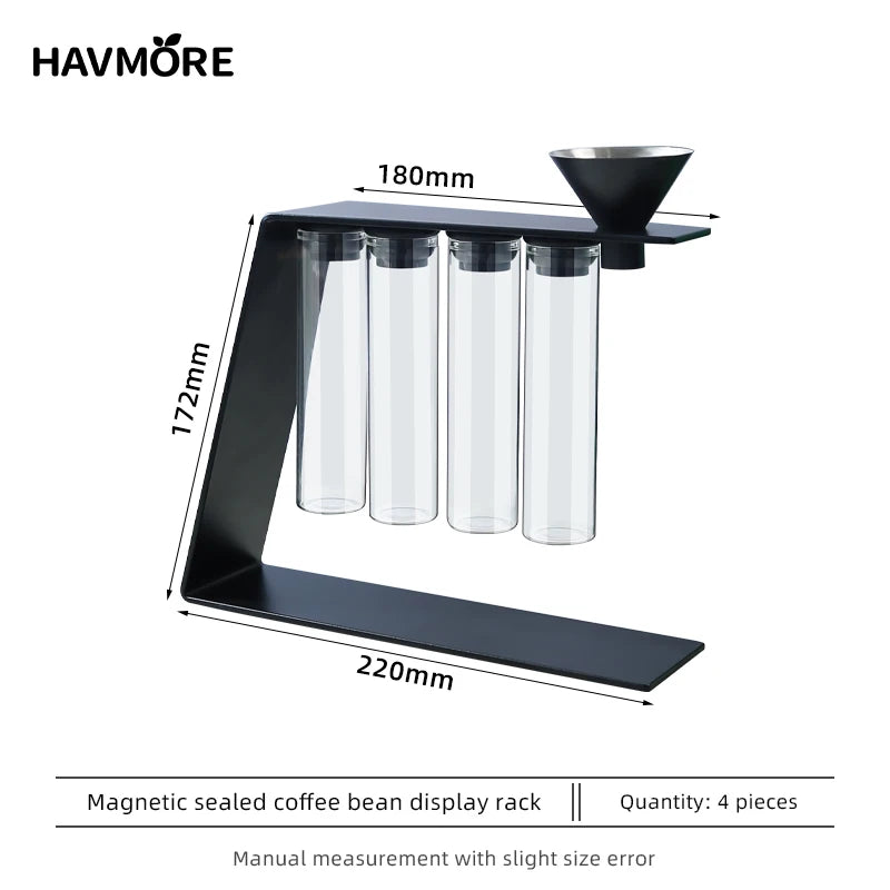 Magnetic Coffee Bean Storage Glass Tubes Display Rack