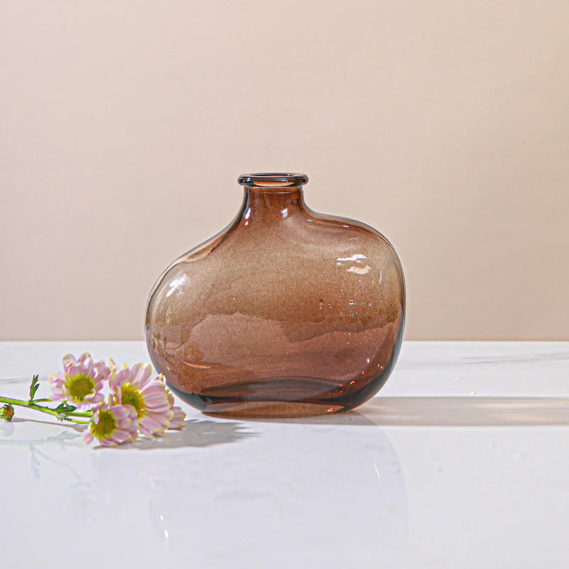 Brown Retro Glass Flower Vase