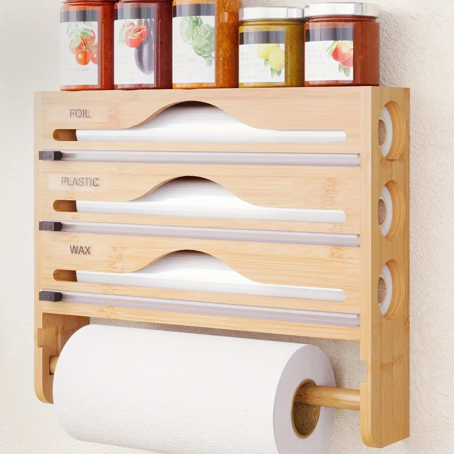 Bamboo Kitchen Organizer Cutter Box