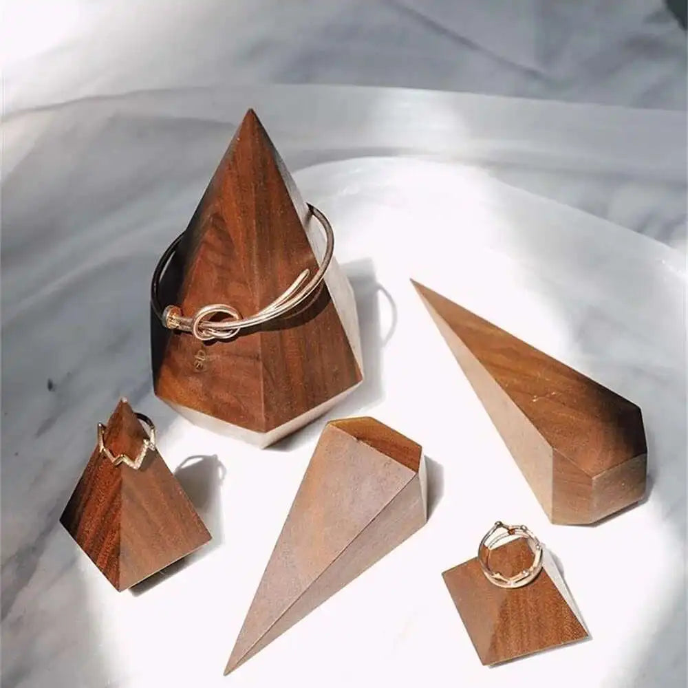Conical Wood Ring Holder Stand