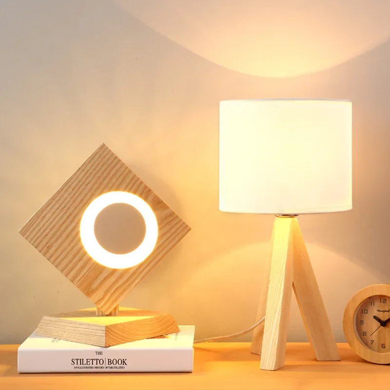 Wooden Table Lamp Light
