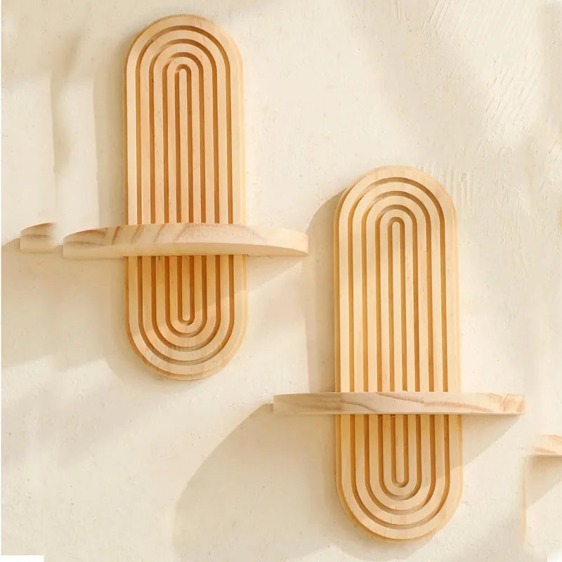 Wooden Boho Wall Mounted Shelf