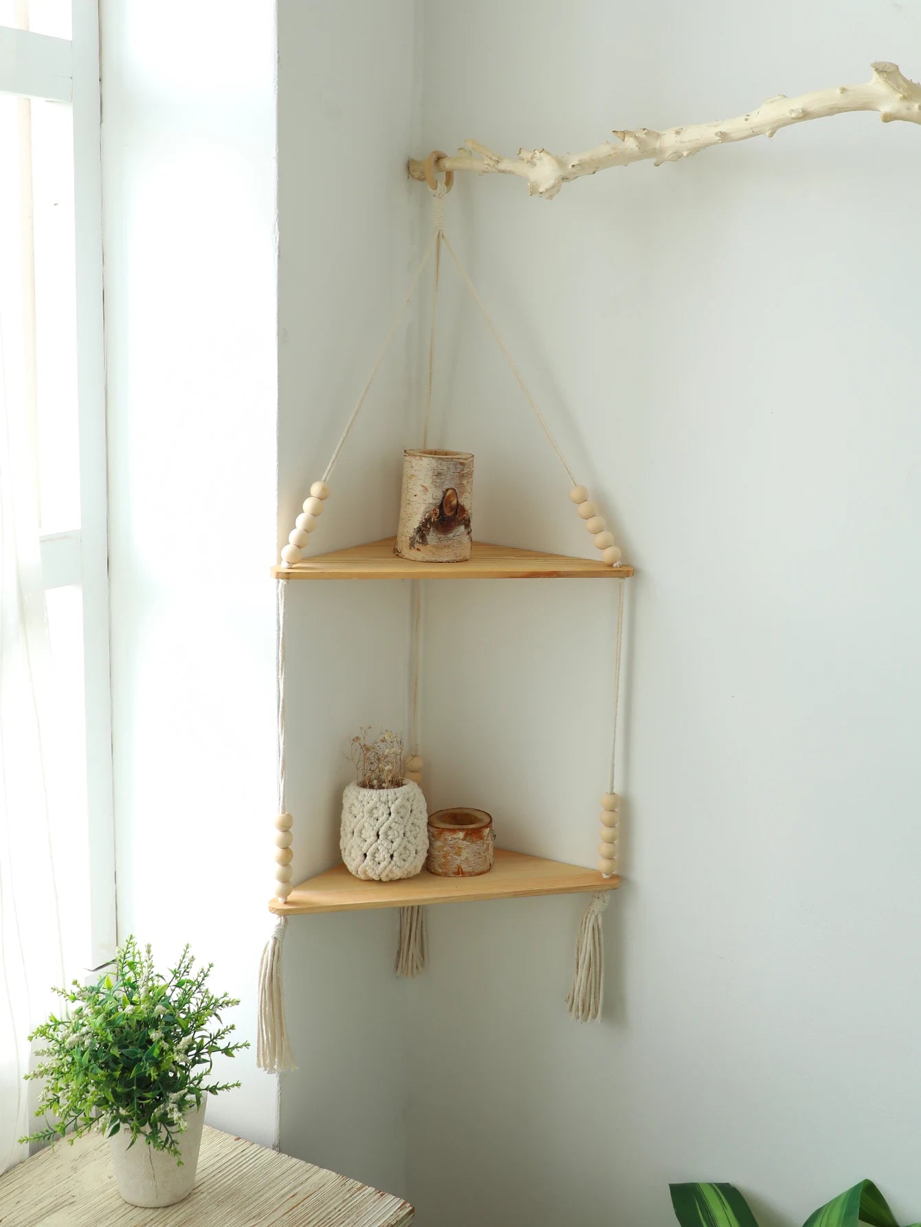Wooden Corner Shelf - Wall Organizer