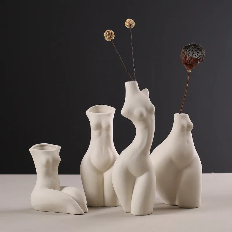 White Porcelain Ceramic Tabletop Vase
