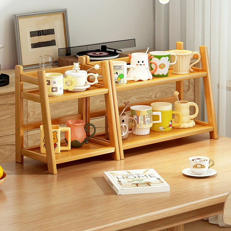 Bamboo Double Layer Organizer Rack