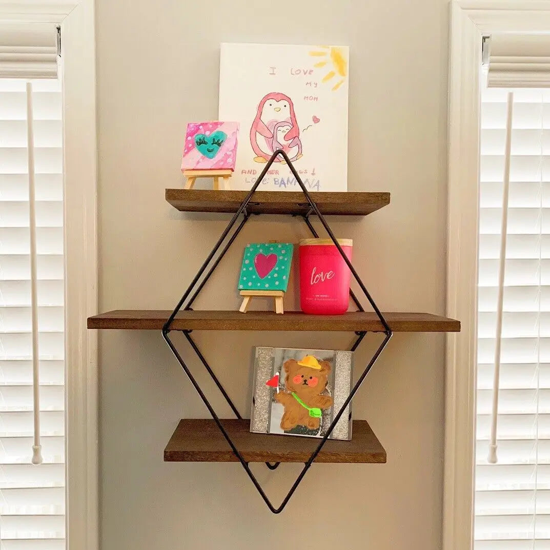 Wall Mounted Wooden Floating Shelves