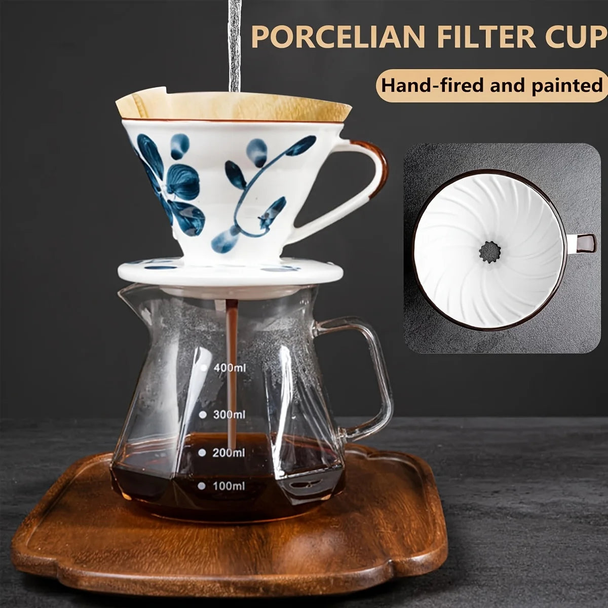 Ceramic Pour Over Coffee Maker With Filter Papers Set