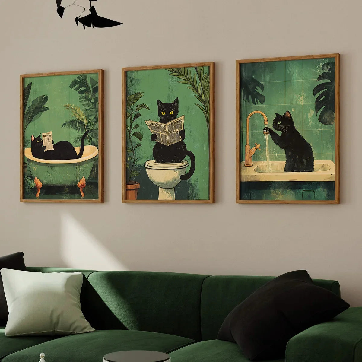 Black Cat Bathroom Canvas