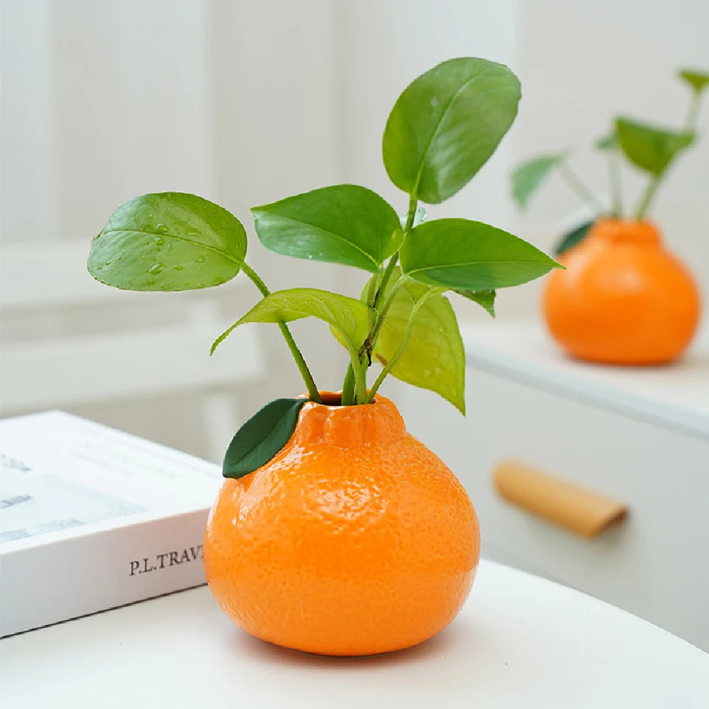 Ceramic Orange Vase for Home Decor