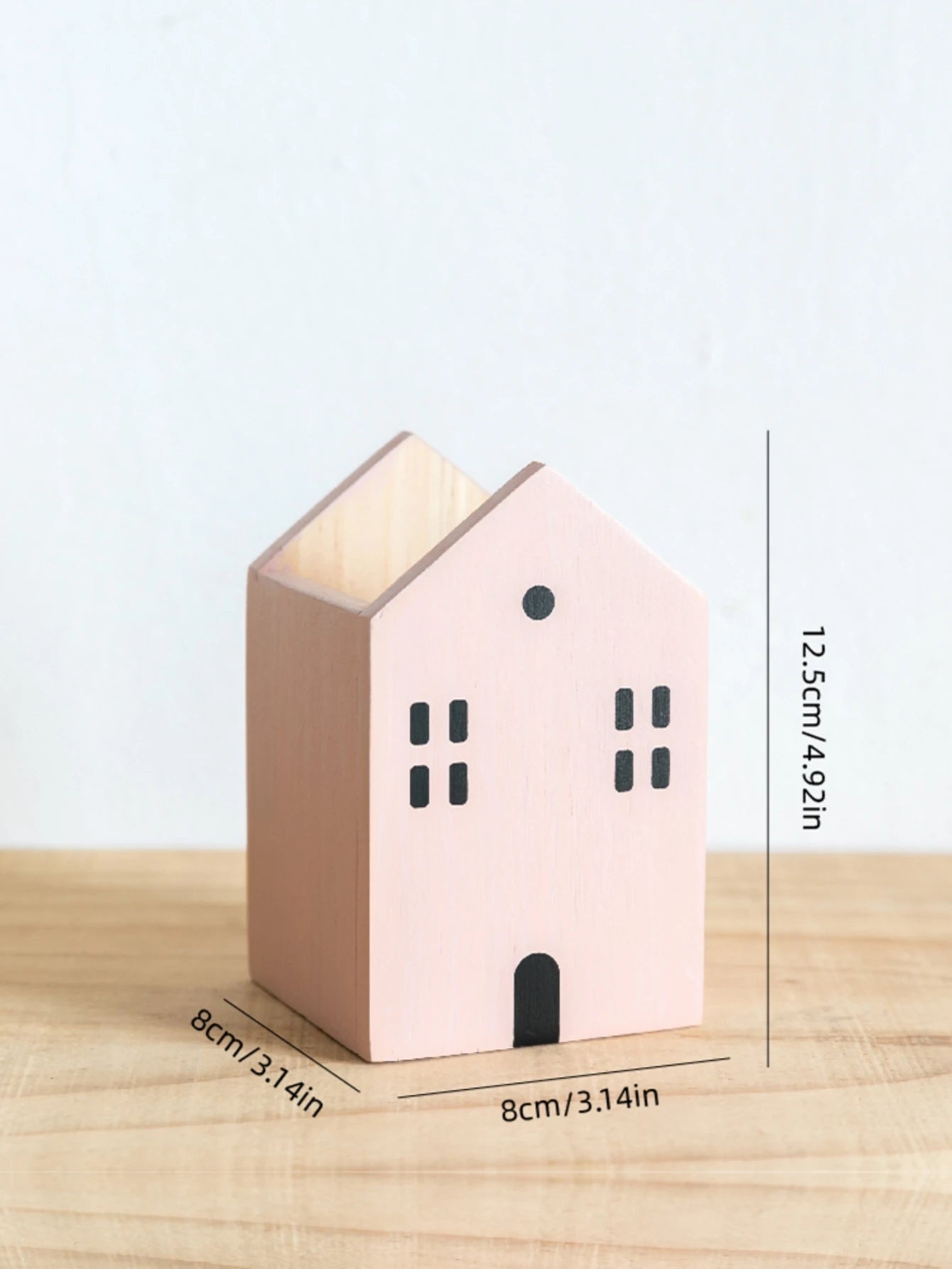 Cartoon House Wooden Pen Holder