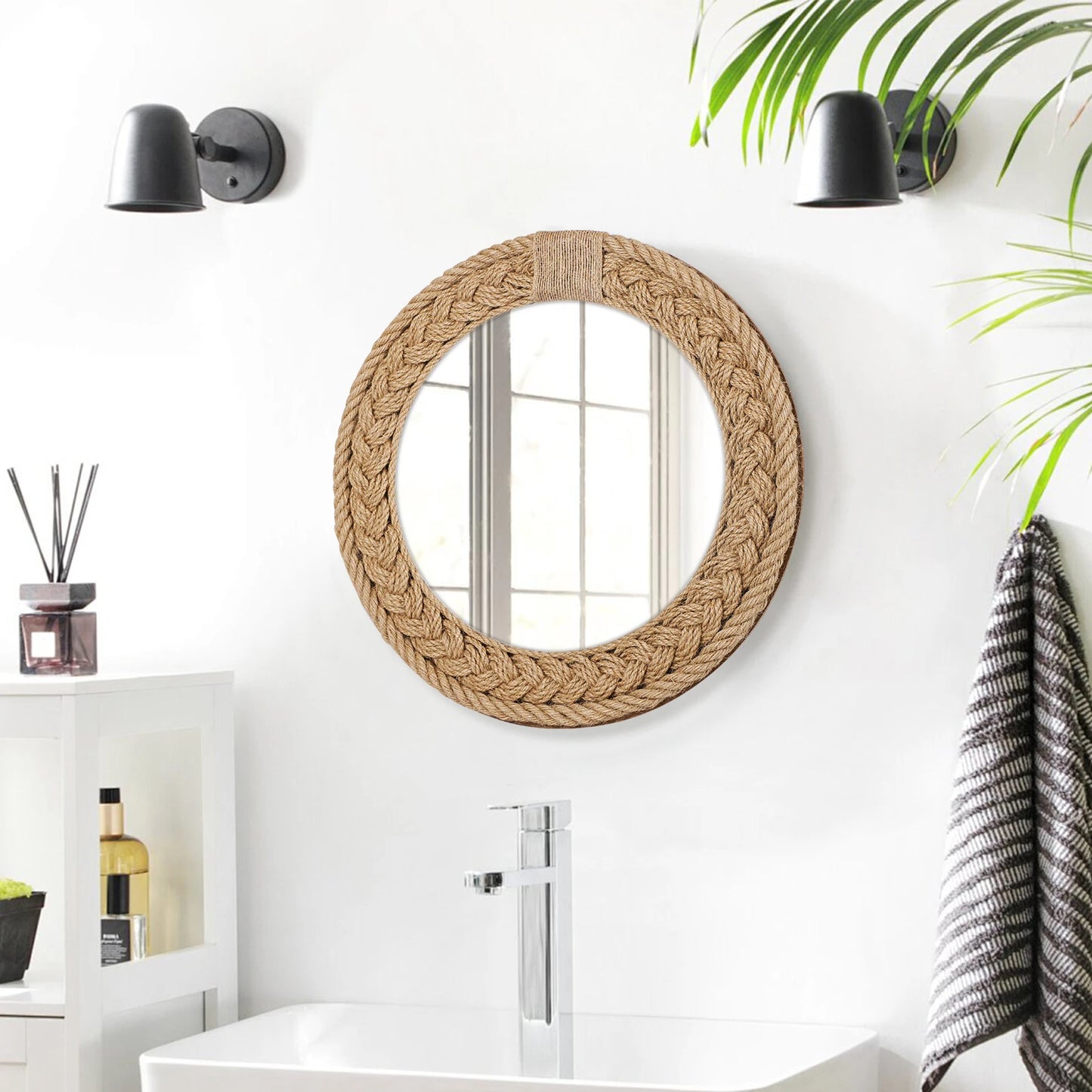 Hand-Woven Nordic Hanging Mirror