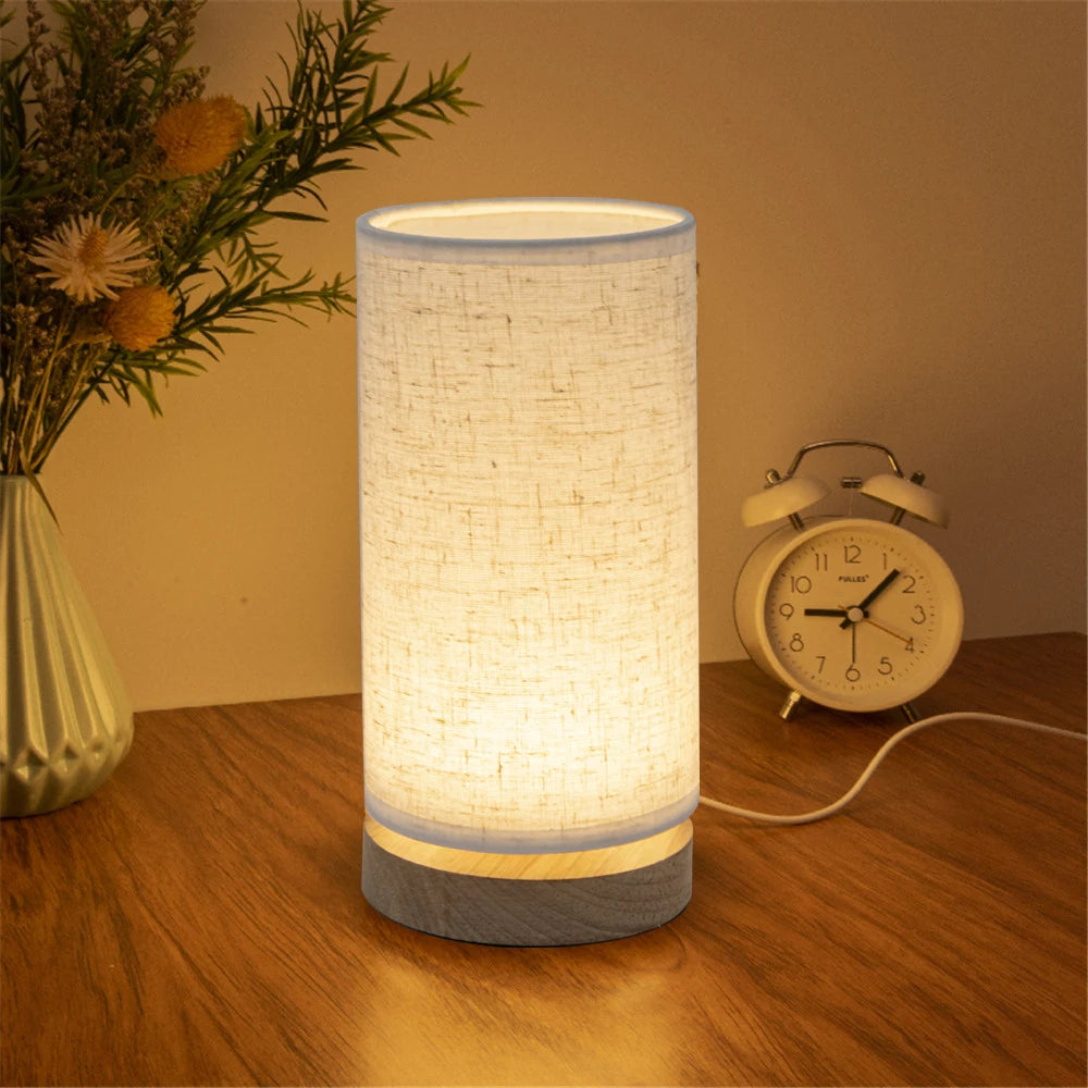 Solid Wood LED Table Lamp for Bedroom