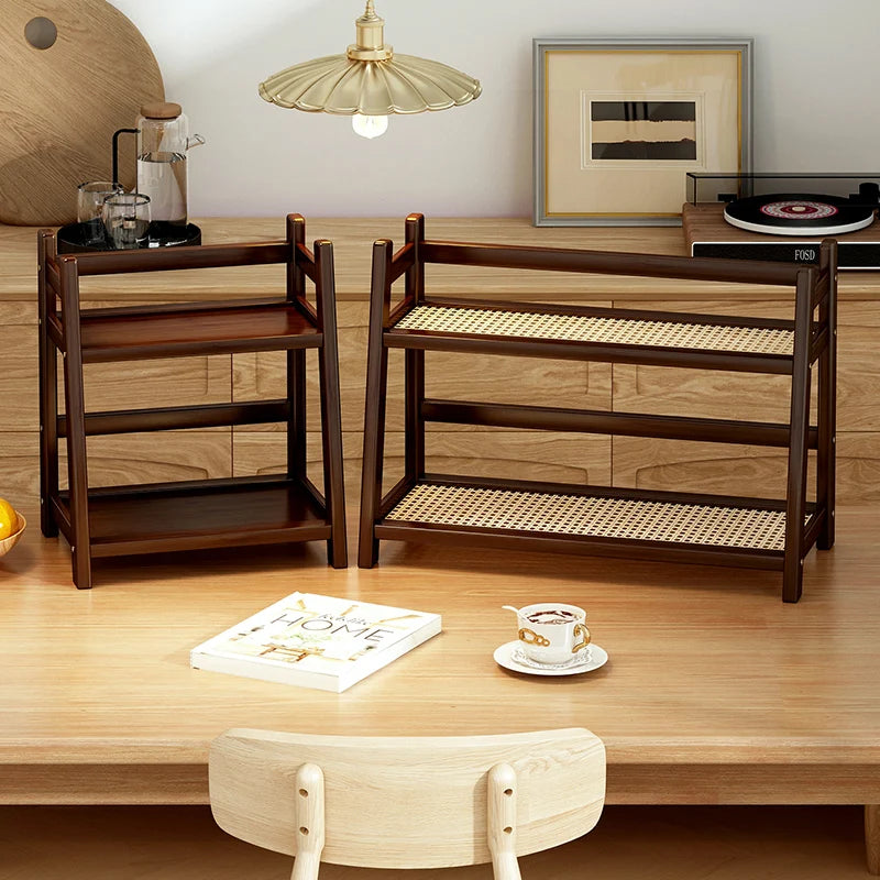 Bamboo Double Layer Organizer Rack
