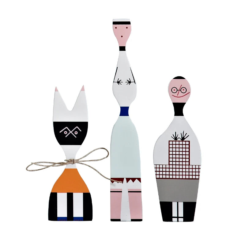 Kawaii Handcrafted Wood Figurines Set