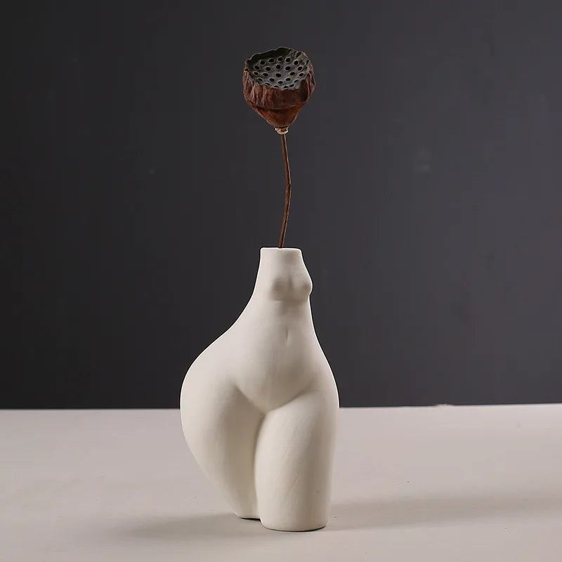 White Porcelain Ceramic Tabletop Vase