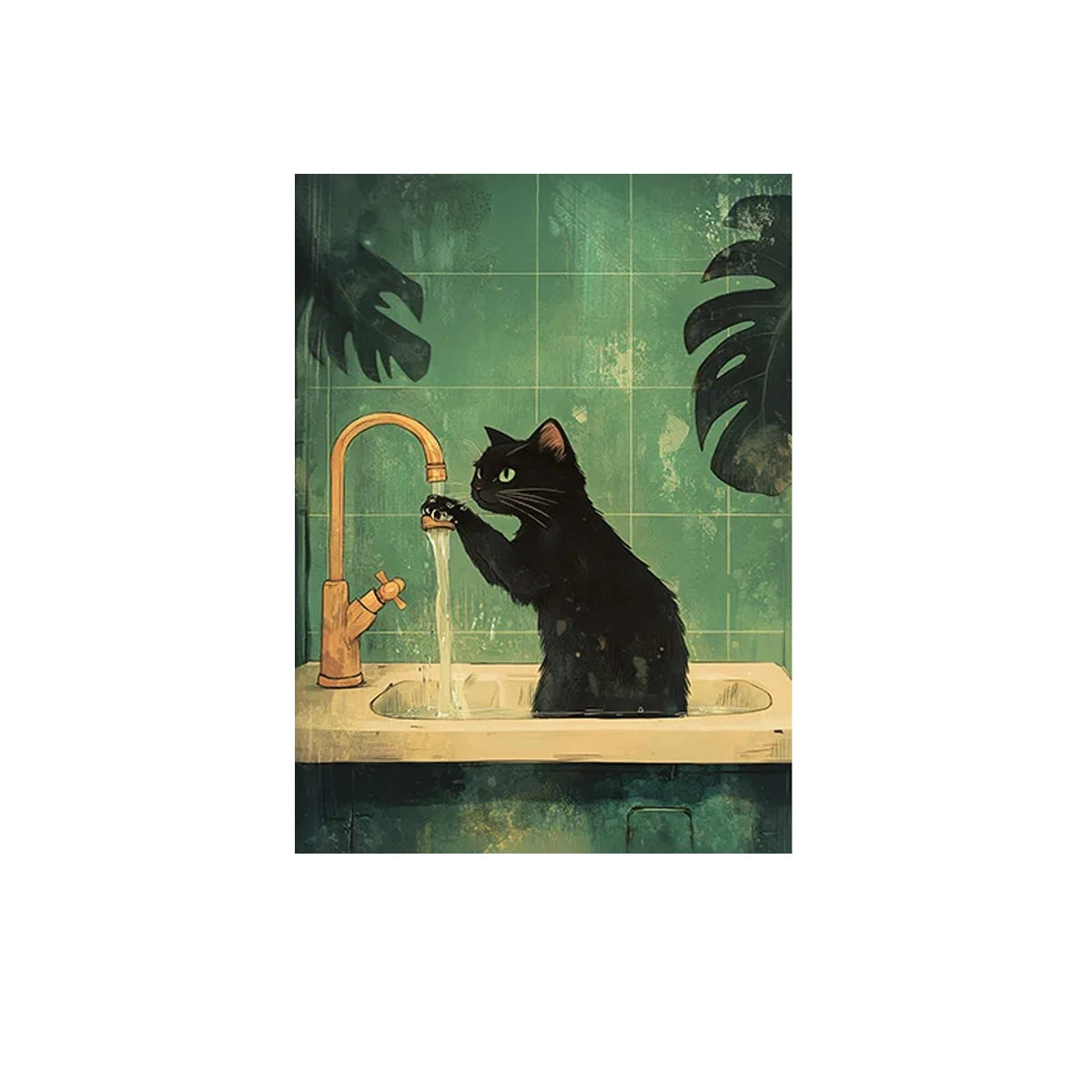 Black Cat Bathroom Canvas