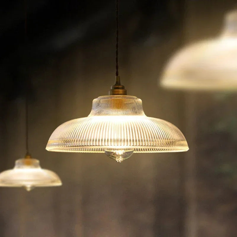 Retro glass Nordic pendant light for bedroom, living or dining—E27 LED-ready, 90–260V, CCC/CE certified, easy to install and stylish modern lighting.