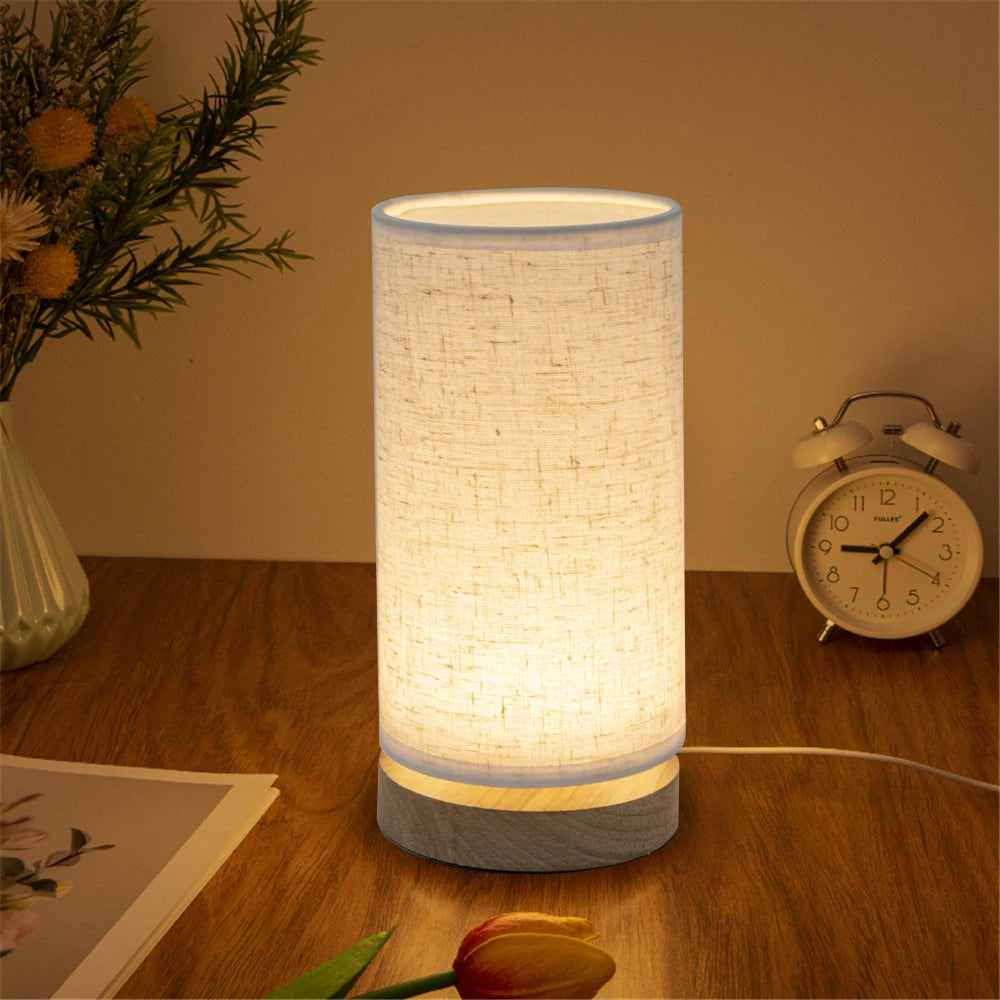 Solid Wood LED Table Lamp for Bedroom