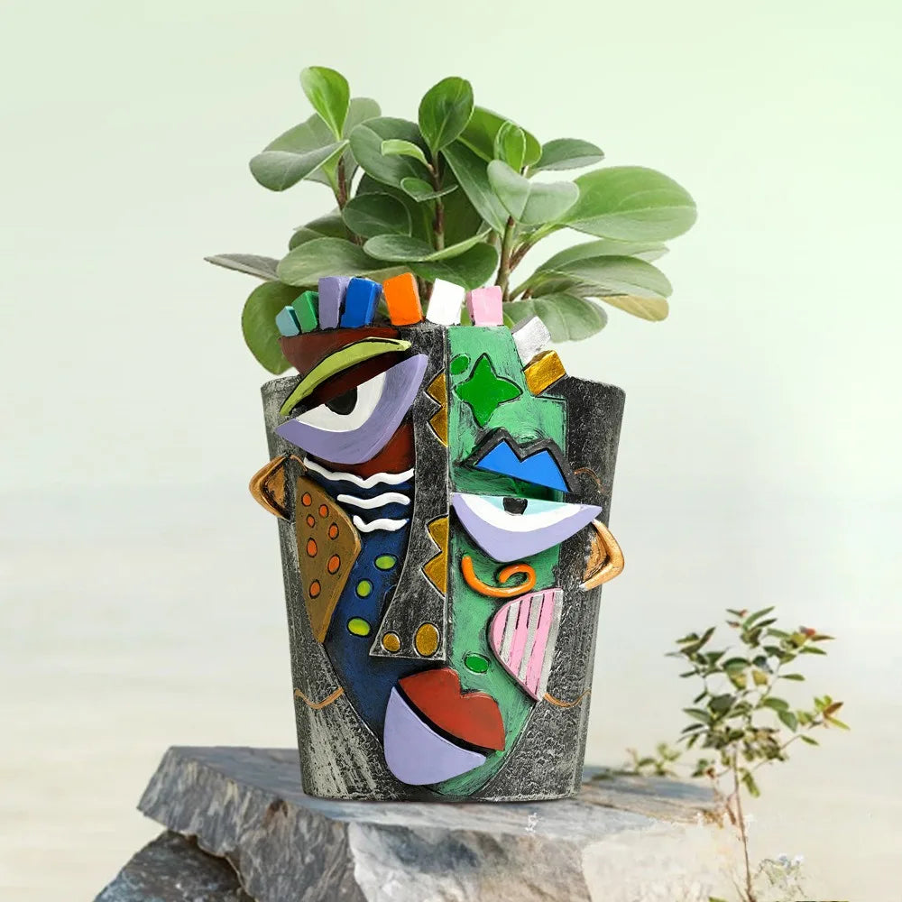 Abstract Face Flower Pot Planter