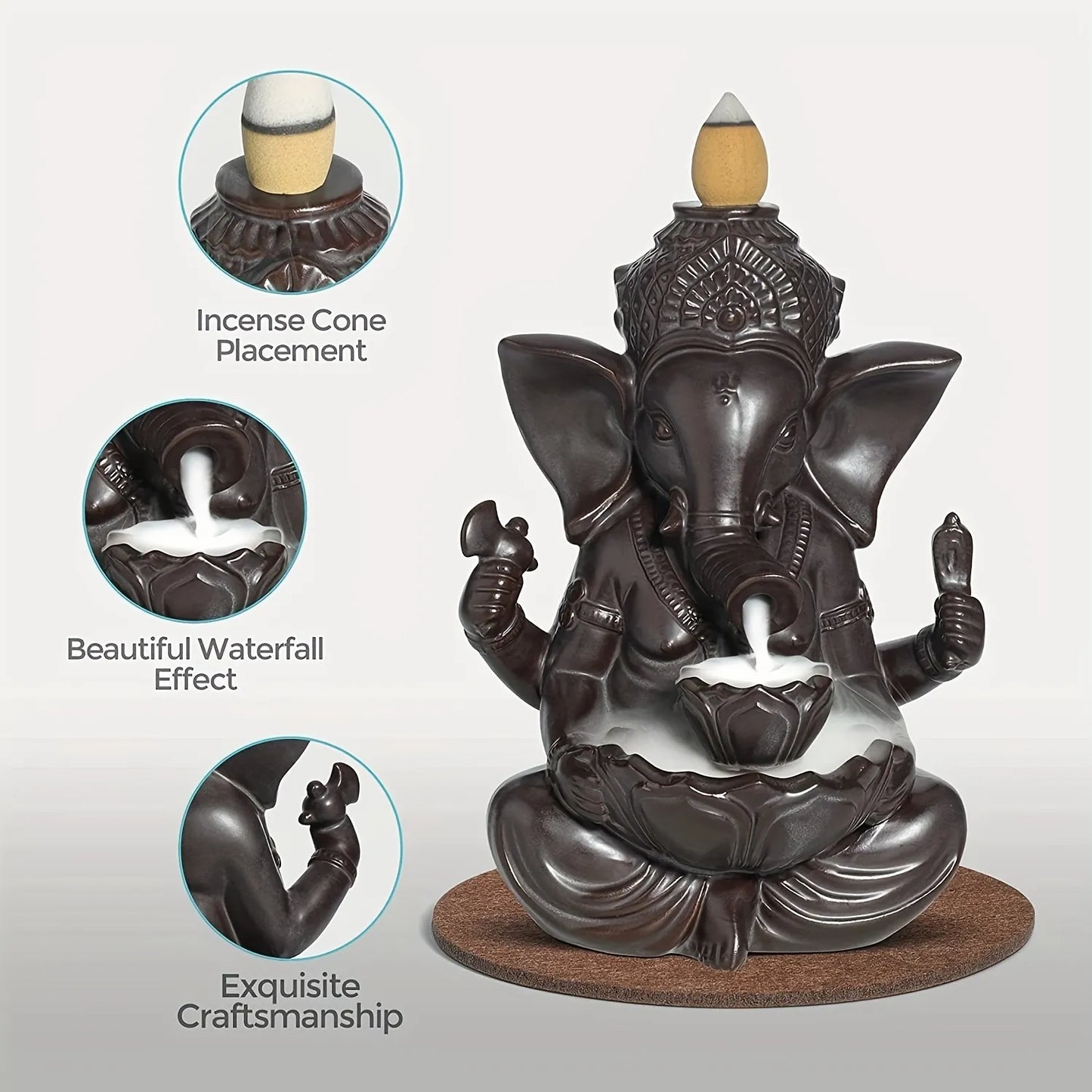 Ganesha Waterfall Incense Burner