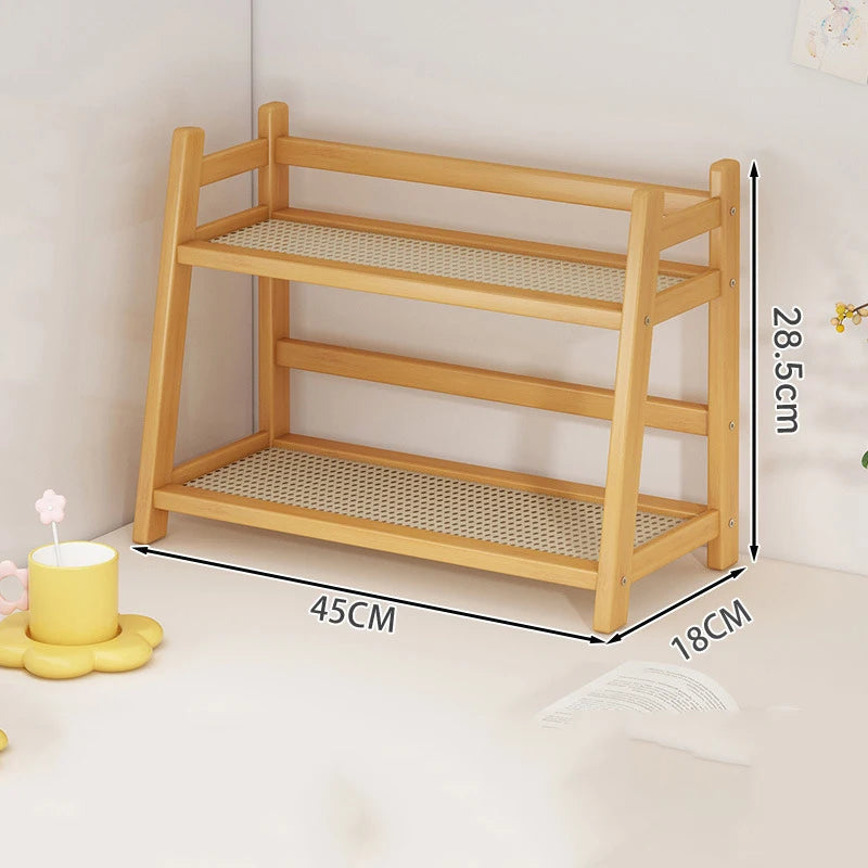 Bamboo Double Layer Organizer Rack