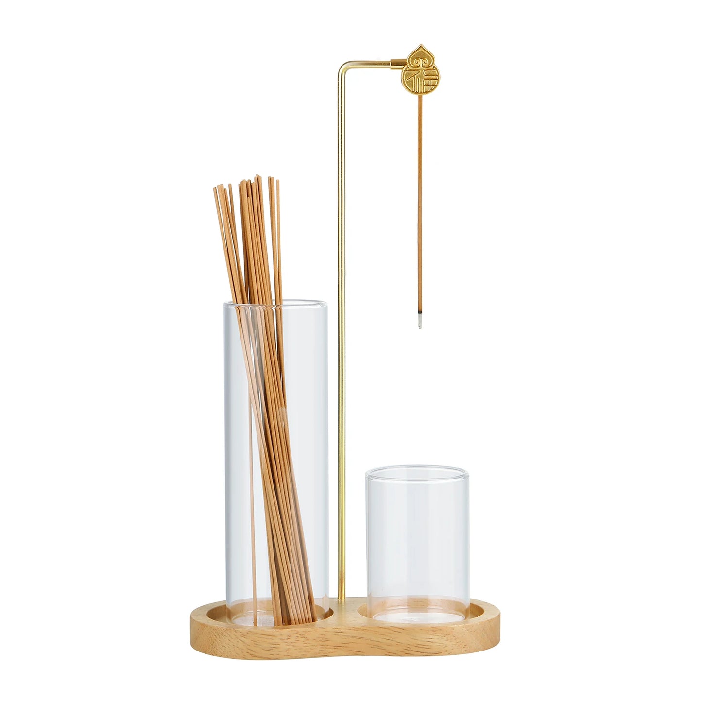 Glass Incense Holder With Metal Clip Storage Box