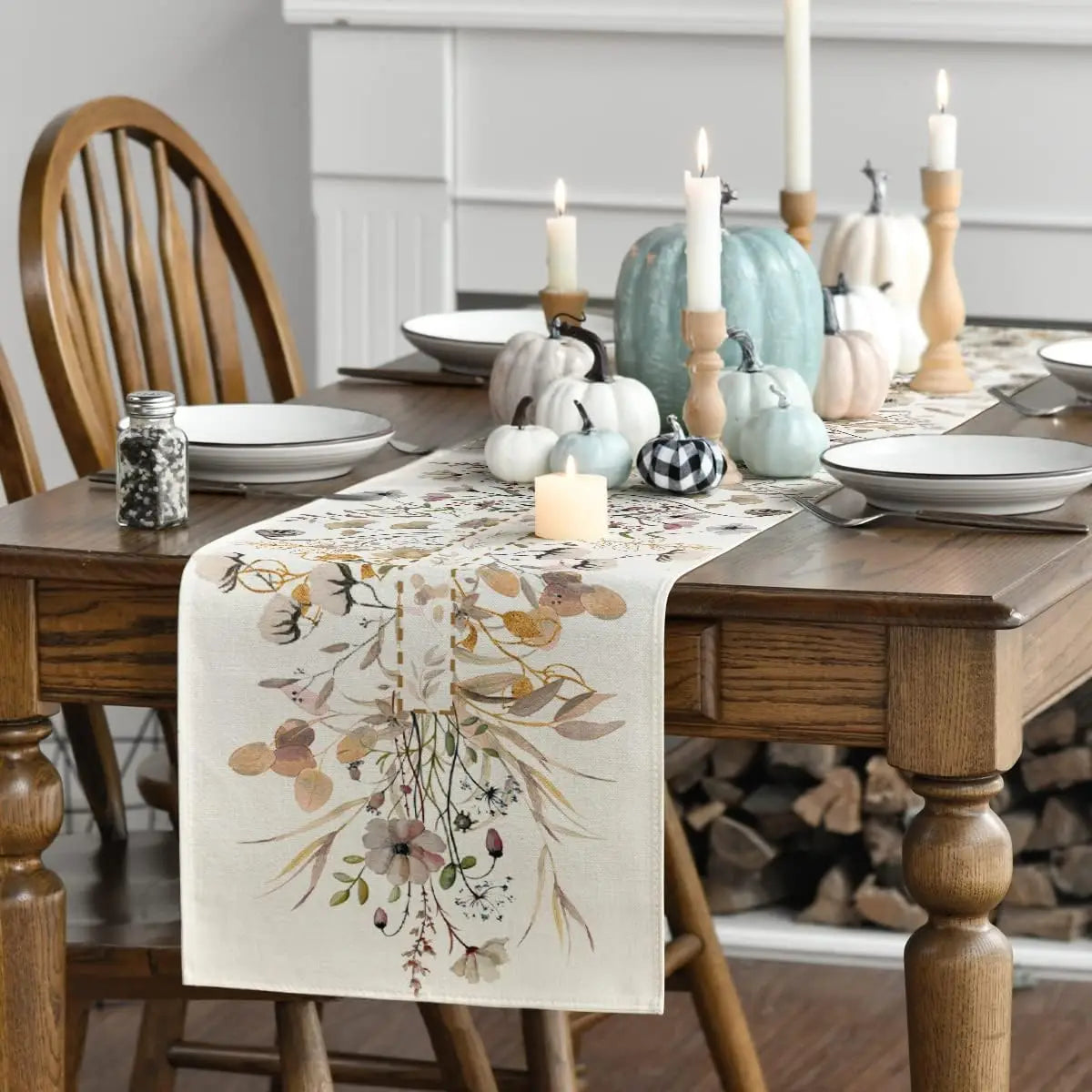 Spring Wildflower Linen Table Runner
