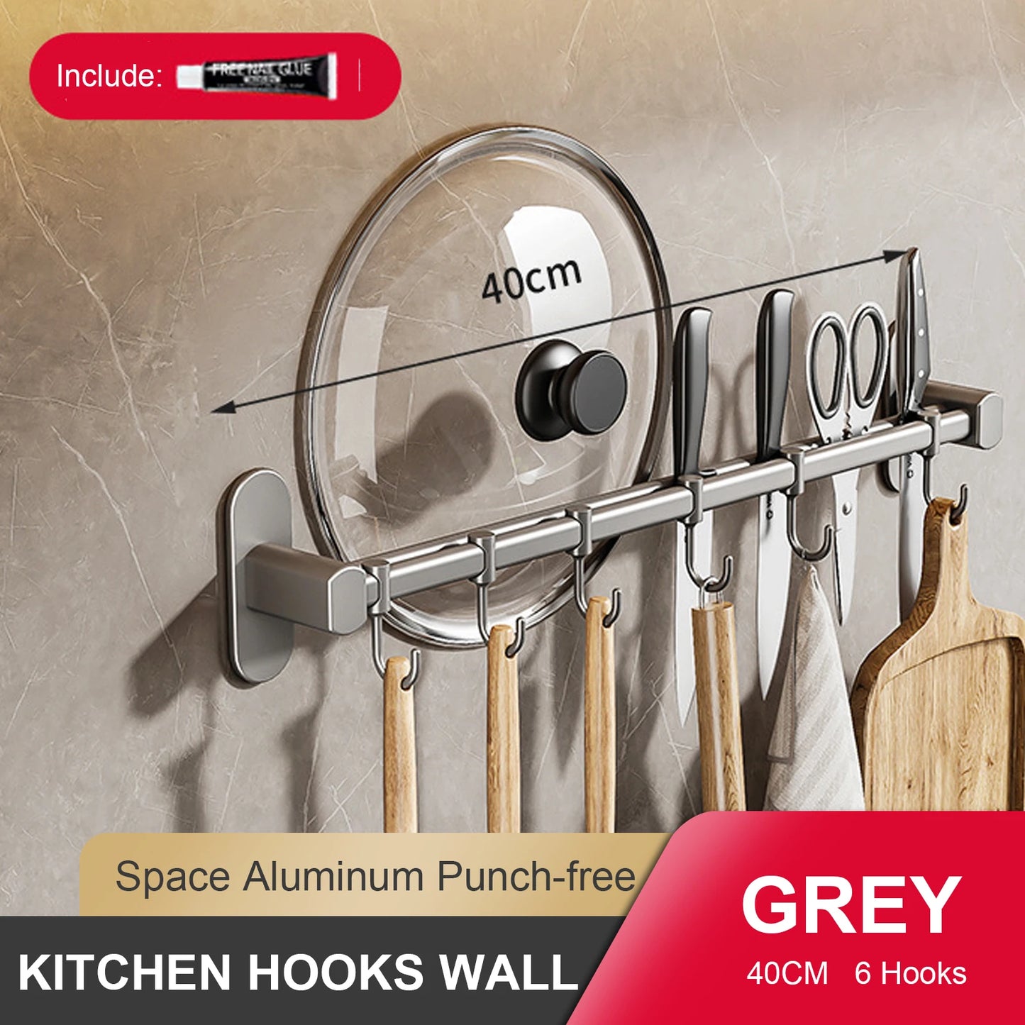 Wall Mounted Kitchen Hook Rack