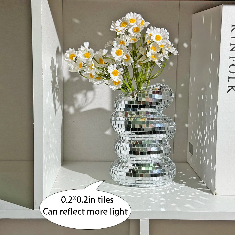 Disco Ball Spiral Glass Vase