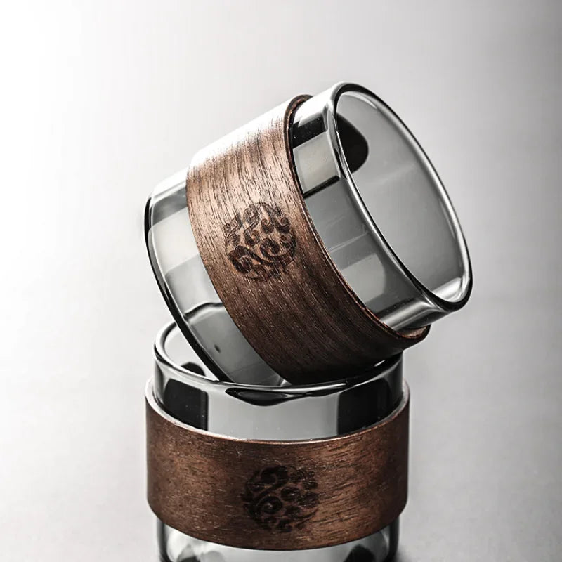 Borosilicate Glass Water Cup with Wooden Handle