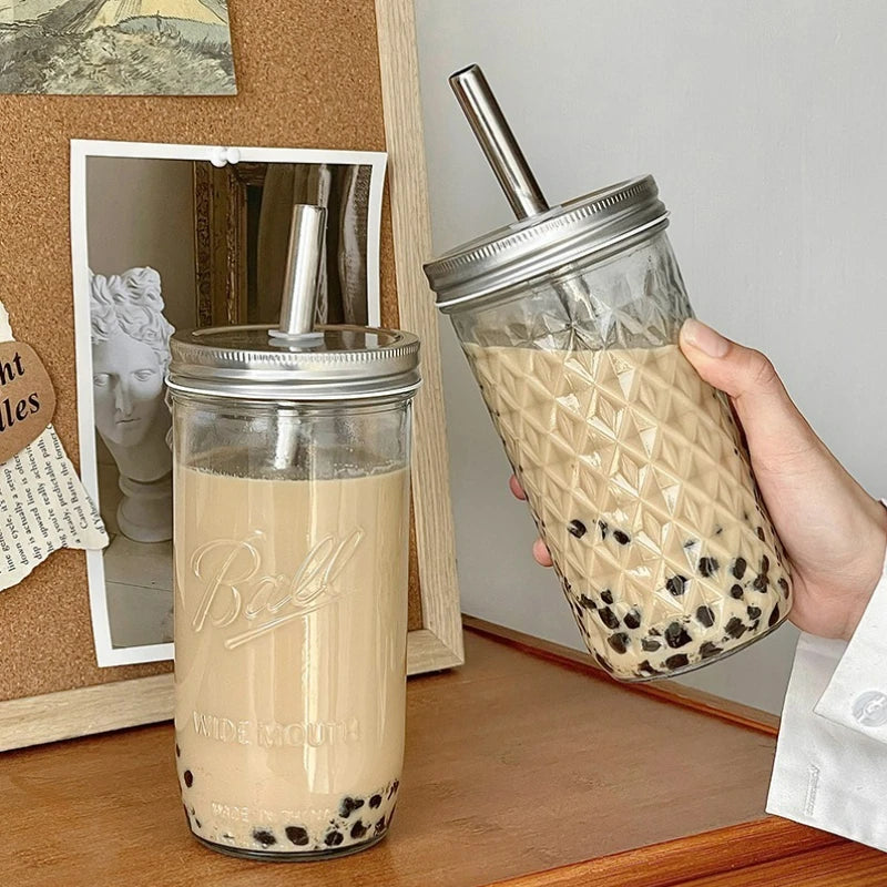 Transparent Boba Milk Tea Glass