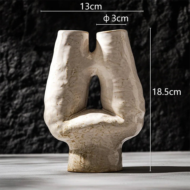 Double Mouth Ceramic Vase
